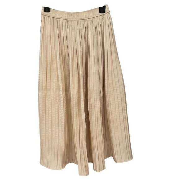 Orange Creek Pleated Skirt Size M Champagne Shimmer Flowy Modest Midi Lined - Picture 1 of 8